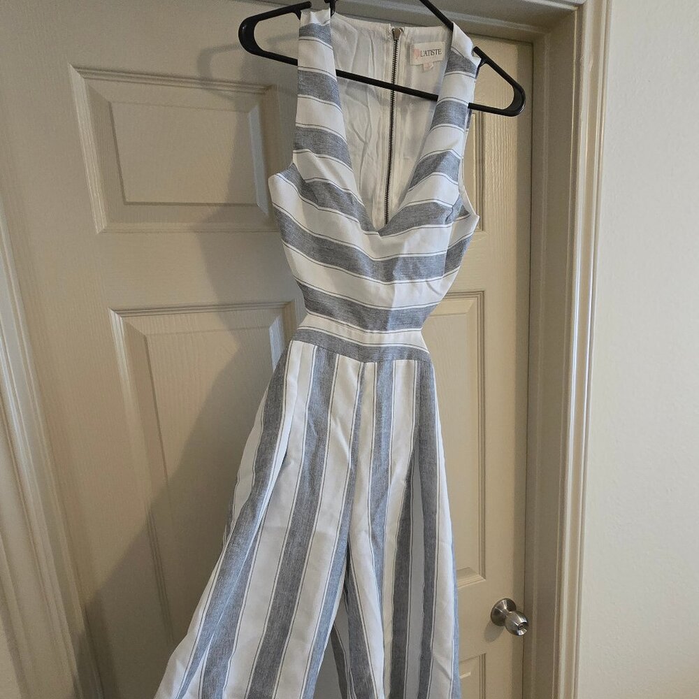 L'atiste Blue and White Striped Jumpsuit - Picture 4 of 8